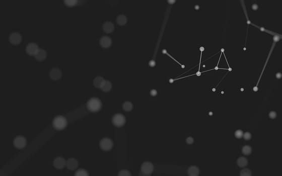 3d Abstract background. Molecules technology with polygonal shapes, connecting dots and lines. Connection structure. Big data visualization. 3d background. 