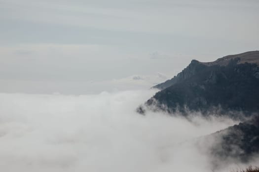 Beautiful scenery of the mountain in the clouds