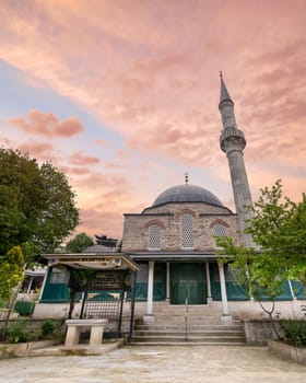 Courtyard of Cinili Camii, a 17th century Ottoman era mosque, located in Validei Atik Street, Uskudar district, Istanbul, Turkey