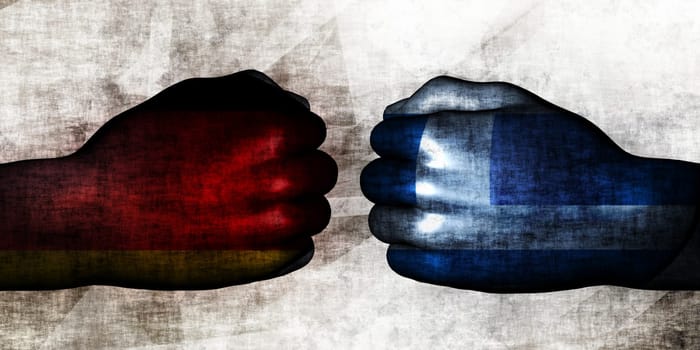 Germany vs Greece Political Conflict and Disputes Concept