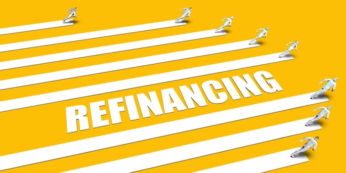 Refinancing Concept with Business People Running on Yellow