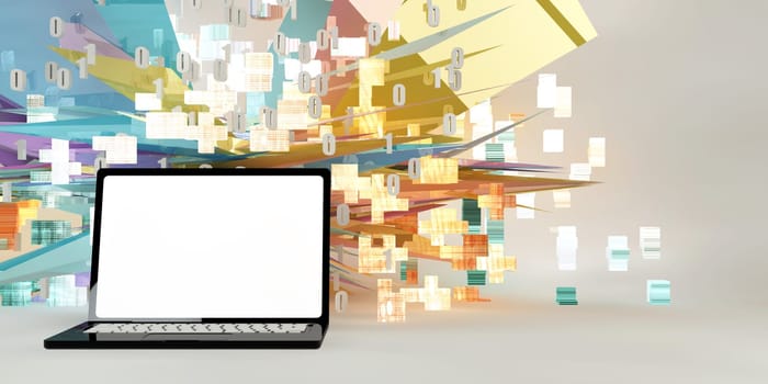 New Game or App Mock Up on Laptop Template
