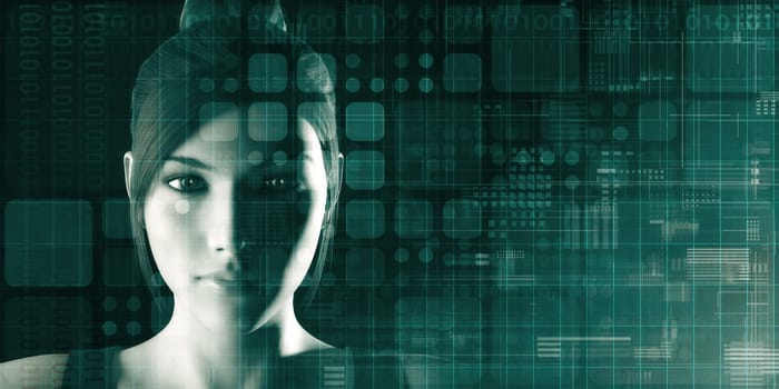 Science Technology Data Grid Futuristic Background Art