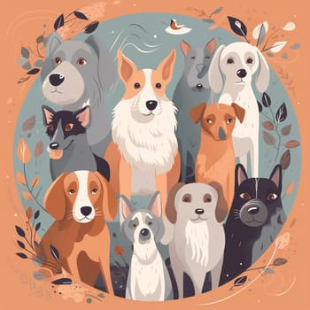 Celebrate the loyalty and love of man's best friend with this adorable cartoon image! This endearing image and breeds appreciating the companionship and joy of dogs, with traditional decorations and symbols of devotion and friendship.
