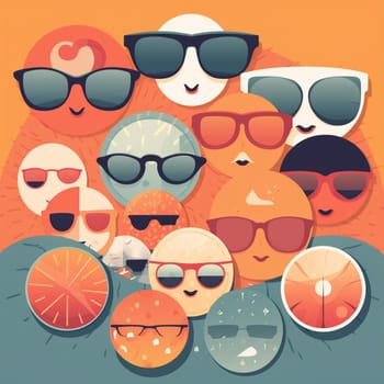 Celebrate the sun and style with this cool cartoon image! This trendy image and fashion preferences sporting their favorite sunglasses, with traditional decorations and symbols of fun and confidence.