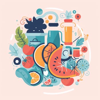Promote healthy habits with this refreshing cartoon image! This invigorating image and lifestyles enjoying the benefits of hydration, with traditional decorations and symbols of wellness and vitality.