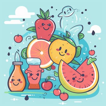 Promote healthy habits with this refreshing cartoon image! This invigorating image and lifestyles enjoying the benefits of hydration, with traditional decorations and symbols of wellness and vitality.