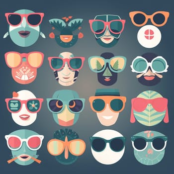 Celebrate the fashion and function of sunglasses with this cool cartoon image! This stylish image and styles sporting their favorite sunglasses, with traditional decorations and symbols of coolness and confidence.