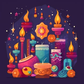 Light up the night with this joyful cartoon image! This Hanukkah-themed image celebrate the holiday, with traditional decorations and symbols of the season.