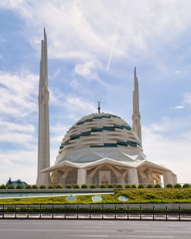Marmara University Faculty of Theology Mosque, a modern Islamic architecture mosque, located in Uskudar district, Istanbul, Turkey
