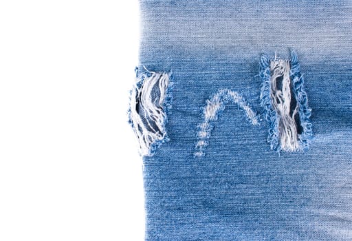 blue denim jeans texture over white background