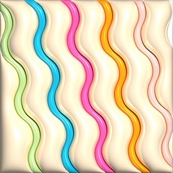 Abstract beige background with waves, 3D rendering illustration
