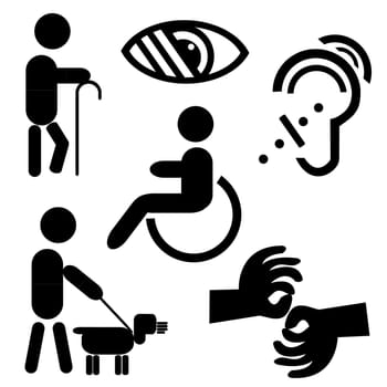 Set of disabled people icons