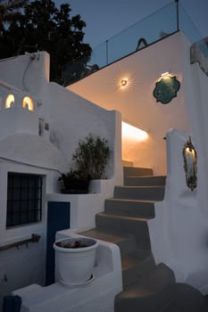 Whitewashed houses in Imerovigli on Santorini island, Cyclades, Greece