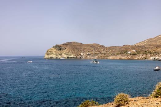 View of the coast at Akrotiri in Santorini. Greece