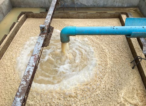 wastewater treatment pond, Wastewater from rubber scrap production to keep the environment clean.