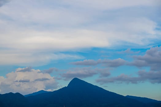 View of landscape nature and mountain with sunlight and sunset or sunrise in morning light, Abstract and pattern of cloud sky