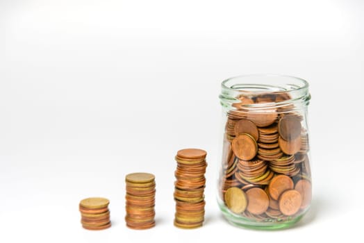 Save money and account banking for finance concept, Piggy bank with coin on blurred background, Save Monney for Investors Using Internet to Trade Stocks or Trade Fund