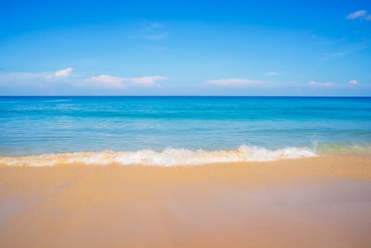 Summer and relax concept, Blue sea with beach sand landscape nature in blue sky sunshine day
