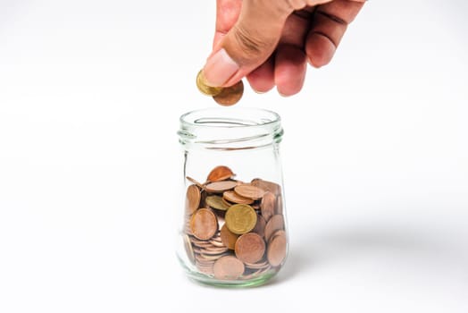 Save money and account banking for finance concept, Piggy bank with coin on blurred background, Save Monney for Investors Using Internet to Trade Stocks or Trade Fund