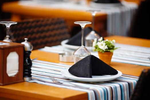 Luxury restaurant table setting for dinner.