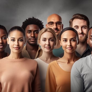 Group of people, multiethnic business team, multicultural friendship, generative AI