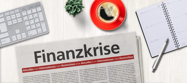 Newspaper on a desk - Financial crisis in german - Finanzkrise