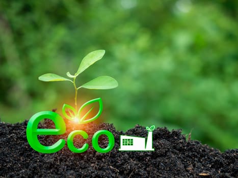 The concept of doing business for the environment. Creating a clean and friendly environment without emitting carbon dioxide. Planting trees to reduce CO2 emissions, the concept of environmental protection, environment, society and governance. sustainable global environment concept