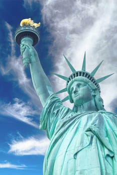 The Statue of Liberty is one of many landmarks that attract travellers to New York. USA.