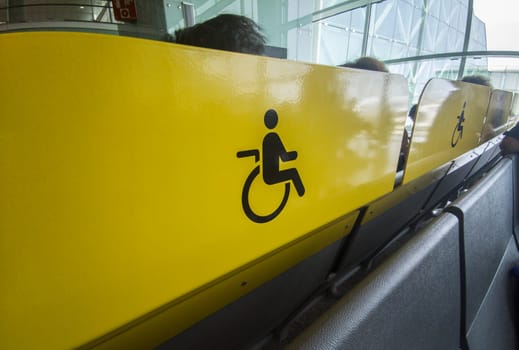 Seats reserved for people with disabilities. Boarding terminal of an airport