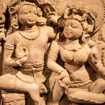 Turin, Italy - May 2023: Oriental Art Museum - Shiva, the Hindu god, with his wife Parvati. Concept for tantra, Kamasutra, tantric sex
