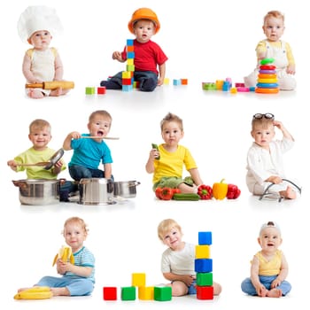 little boys 1-2 years old isolated on white