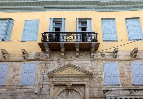 Rethymnon, Crete, Greece - Sept 18, 2021: Old house in old town of Rethymnon, Crete island. Greece.