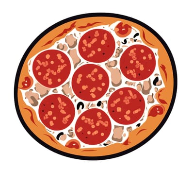 illustration of pepperoni pizza isolated on white background