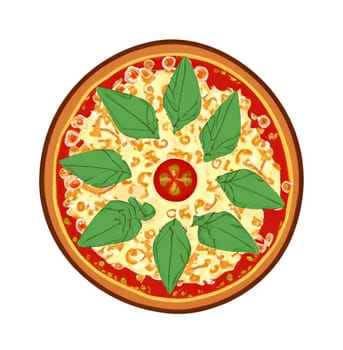 illustration of pepperoni pizza isolated on white background