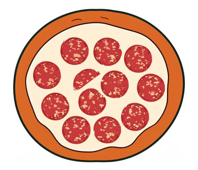 illustration of pepperoni pizza isolated on white background