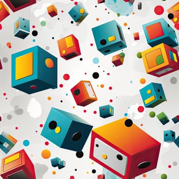 Colorful cubes flying in the sky (tiled)