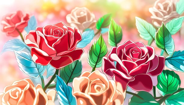 Red roses in bokeh background - Generative AI