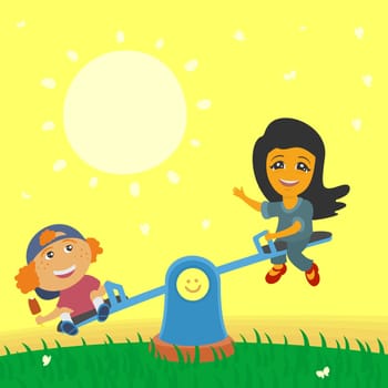 Children Swinging on Swings eps 8 file format
