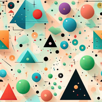 Abstract pattern with geometric shapes and colorful dots (tiled)