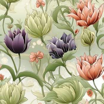 Delicate floral pattern featuring colorful flowers in a wallpaper style (tiled)