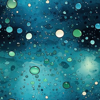 Whimsical watercolor bubbles in the ocean with dark blue and green tones (tiled)