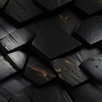 Black slate tile pattern wallpaper with distorted and exaggerated forms (tiled)