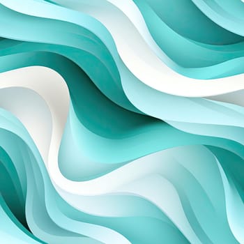 Turquoise and white wavy paper background with sculptural slabs (tiled)