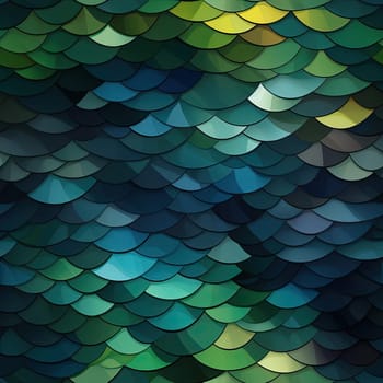 Background with vibrant fish scales in dark green, blue, and yellow hues (tiled)