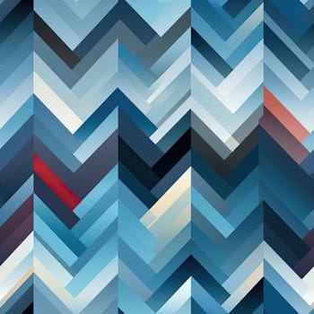 Blue chevron background with realistic landscapes in soft, tonal colors (tiled)