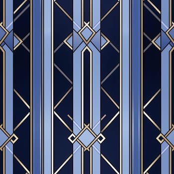Art deco pattern in blue with gold lines, resembling stained glass (tiled)