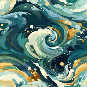 Abstract pattern of ocean waves with swirling colors (tiled)