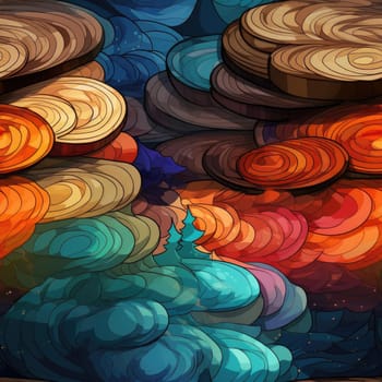 Cartoon illustration of rocks with colorful turbulence (tiled)