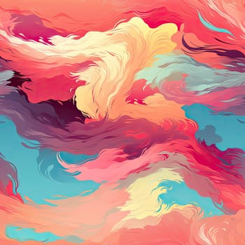 Colorful and vibrant painting of swirling waves (tiled)